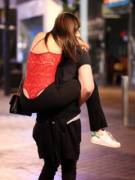 Red bodysuit out at the bars