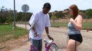 Thicc ginger babe fucks black dude for her bike back