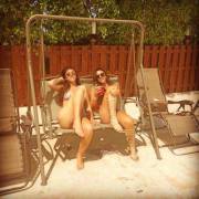 Lip-bite and one leg up