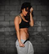 under her sweatpants