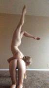 Two athletic, NAKED female bodies on each other doing partner gymnastics! [Pic] set!