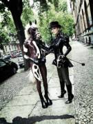 Shiny pony and mistress in the city.