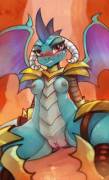 Princess Ember, looking adorably shy (artist: foxintwilight)