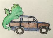 Adorable dragon and a wagoner