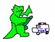 Saucy wyvern tugging it to a police cruiser