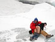 The weather outside is frightful, but spanking her ass is so delightful. (M/F)