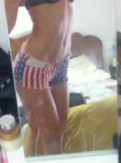 Displaying her patriotism.