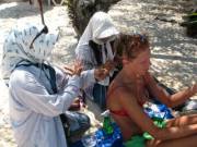 Getting her hair done