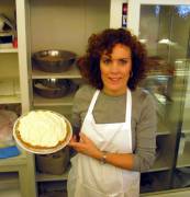 Showing off her cream pie