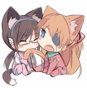 Asuka and Mari as catgirls [Rebuild Of Evangelion]