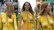 Biking with kill bill bodypaint