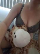 Cuddling with my giraffe. 