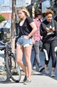 Chloe Moretz - braless &amp; in shorts