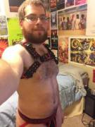 Showing off my first harness and a new jock.