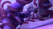 Liara T'Soni & Aria T'Loak tangled in tentacles, by [Likkez]