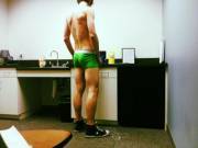 Hangin out in the breakroom in my Chuck's and not much else