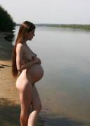 preggo at lake