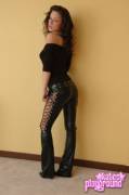 Kate in tight leather pants