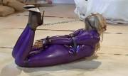 struggling latex hogtie [gif]