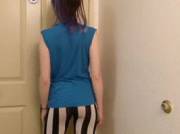 Blue hair, Bettlejuice pants and little tits GIF.