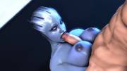 Liara giving a titfuck and blowjob