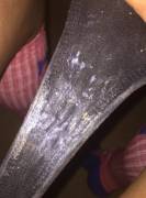 C-c-c-creamyyyyy... Pussy wedgies tend to do that. 