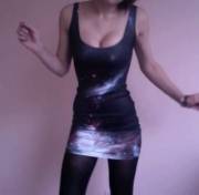 Spinning in a galaxy dress (xpost /r/TightsAndTightClothes)