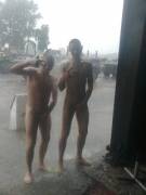 It's raining, soldiers