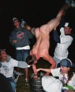 Naked Keg Handstand