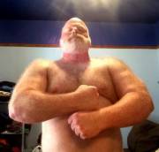 Big grey haired hairy dad.