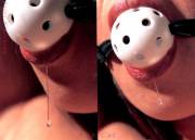 Lips around a ballgag
