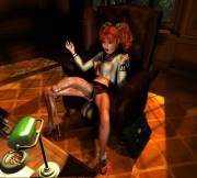 Ginger girl surprised at the length.