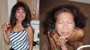Asian milf before the dick, and after the dick.