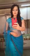 Hot Babe in Transparent Saree