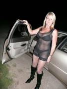 Mom doesn't realize that my camera flash makes her black dress see-through.