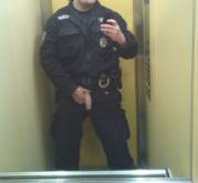 Cop letting it hang out.