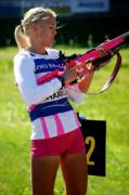 Grete Gaim, Estonian, competes in the Biathlon
