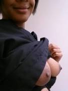 Pulled up my scrub top in a stall before lab to take tit pics for you guys