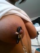 Titty Tuesday featuring nipple clamps and a pussy tease ;)