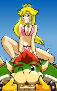 Bikini Peach and Bowser.