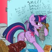 Now we know why "Proper Glory Hole Etiquette" is never available at the library [Twilight][M/F][group] (artist: poprocks)