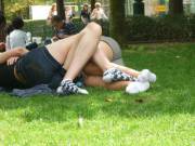 Two feet on the grass