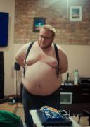 Dressing up to go out a couple weeks ago.