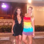 Black dress vs. rainbow dress