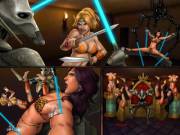 Another Fight Fantasies Comission, two nameless amazons vs General Grievous