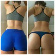 I made an effort to match my thong to my workout shorts.